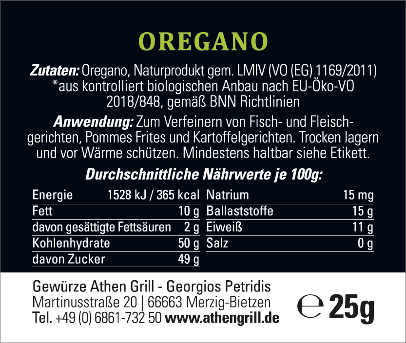 Oregano - natur Art.-C0010